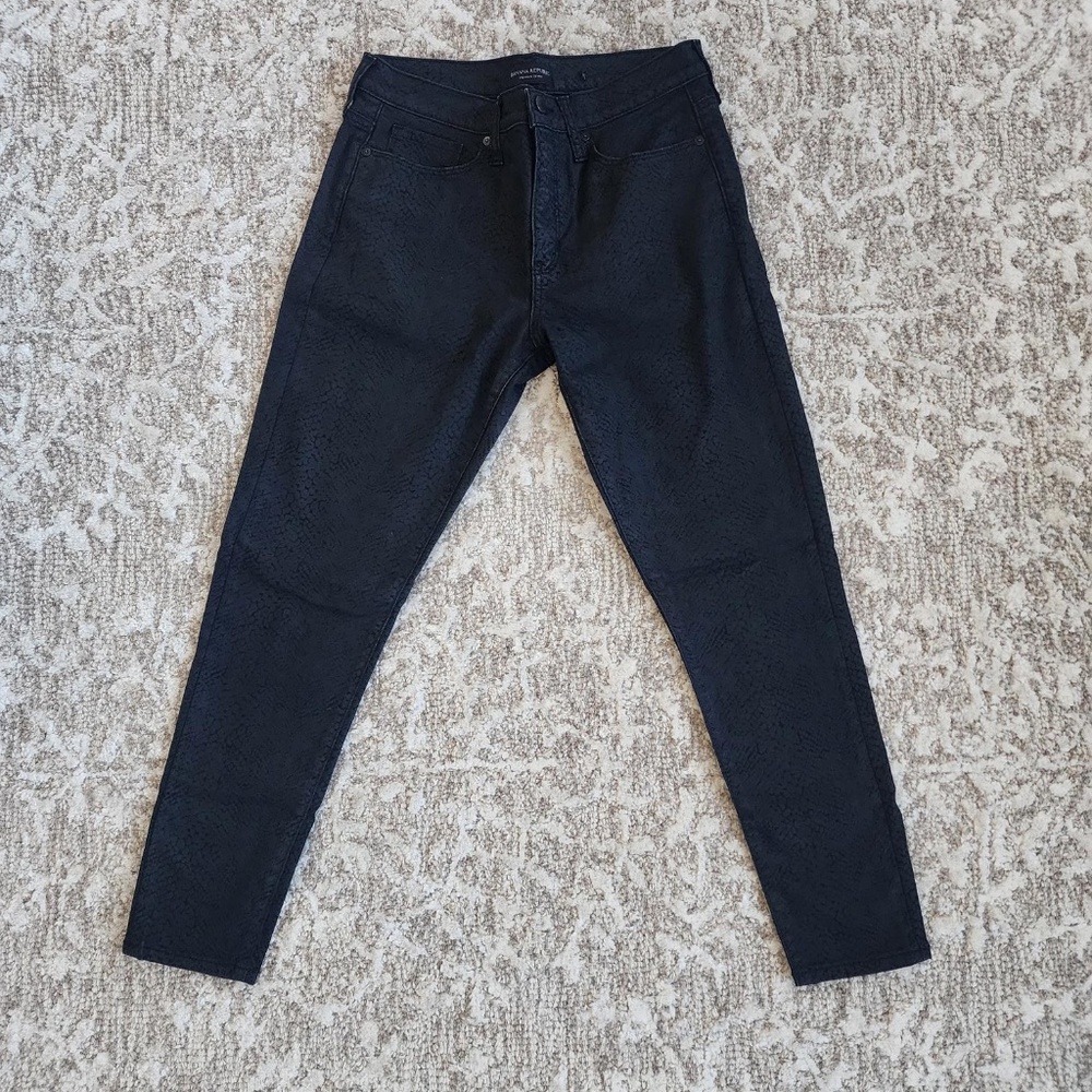 BANANA REPUBLIC MID-RISE SKINNY SERPENT PRINT BLACK JEANS - 29R